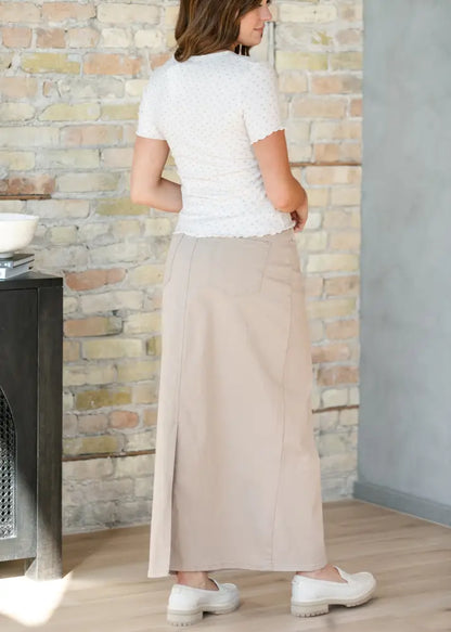 Stella Simply Taupe Denim Maxi Skirt - IC Skirts