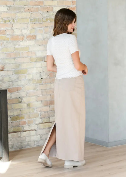 Stella Simply Taupe Denim Maxi Skirt - IC Skirts