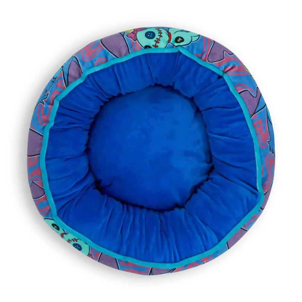 Donut Pet Bed - Stitch and Scrump Poses Blue/Lavender - Pet Beds