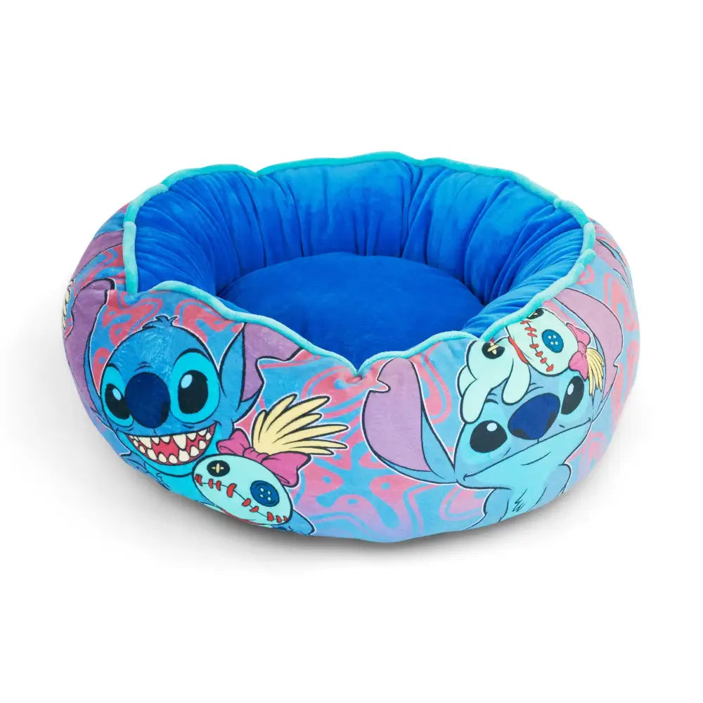 Donut Pet Bed - Stitch and Scrump Poses Blue/Lavender - Pet Beds