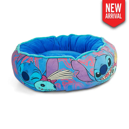 Donut Pet Bed - Stitch and Scrump Poses Blue/Lavender - Pet Beds