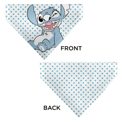 Pet Bandana - Lilo & Stitch Stitch Winking Pose and Polka Dots White/Blue Pet Bandanas