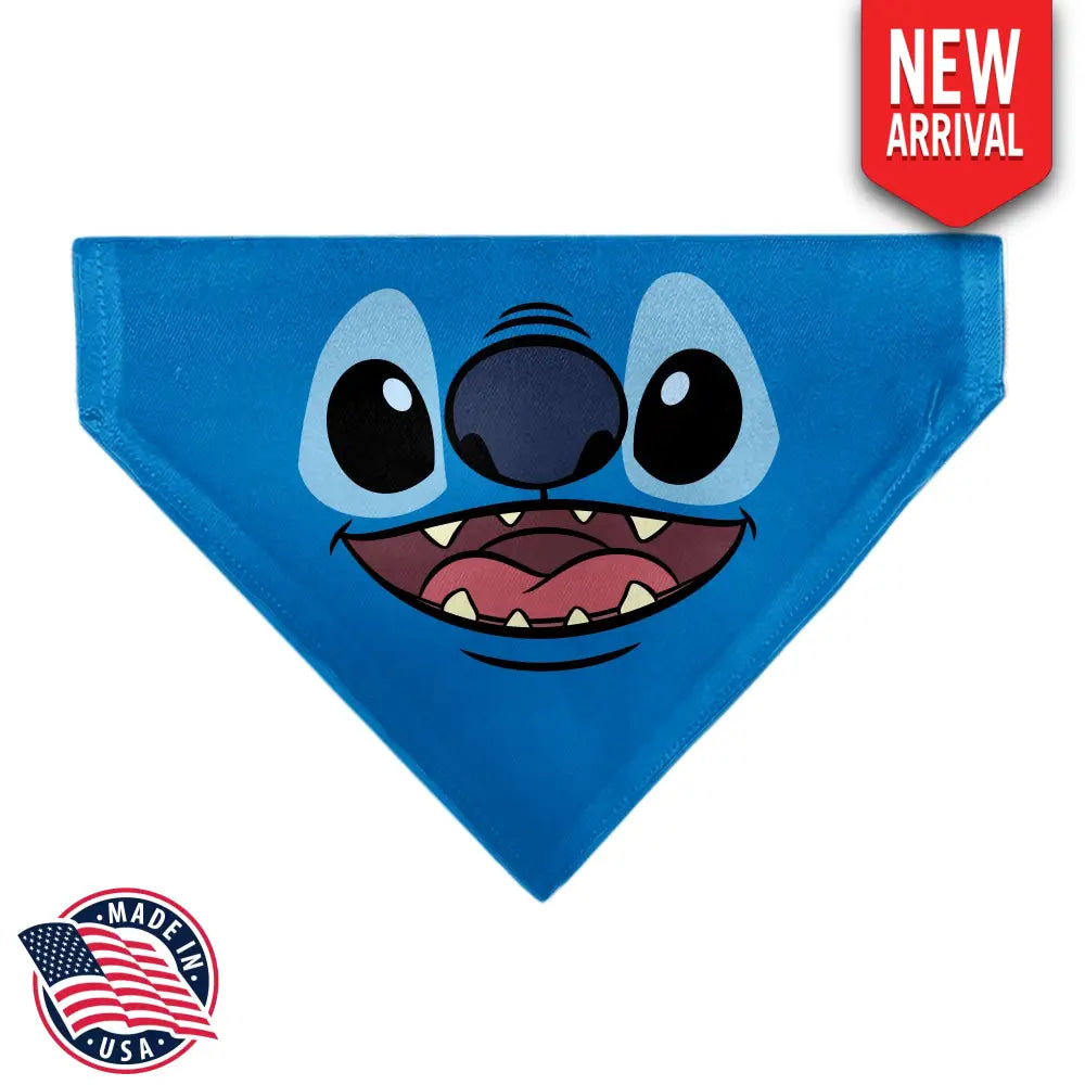 Pet Bandana - Stitch Smiling Face Character Close-Up Blues - Pet Bandanas