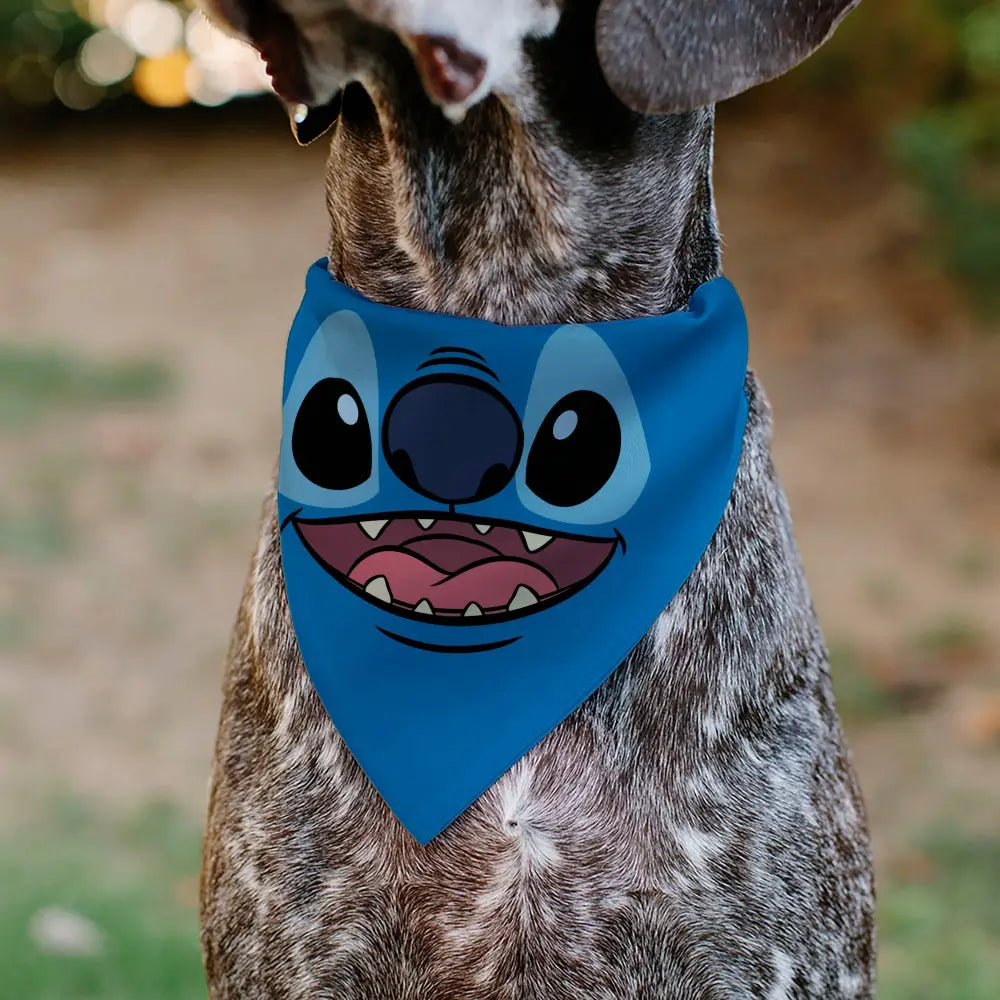 Pet Bandana - Stitch Smiling Face Character Close-Up Blues - Pet Bandanas