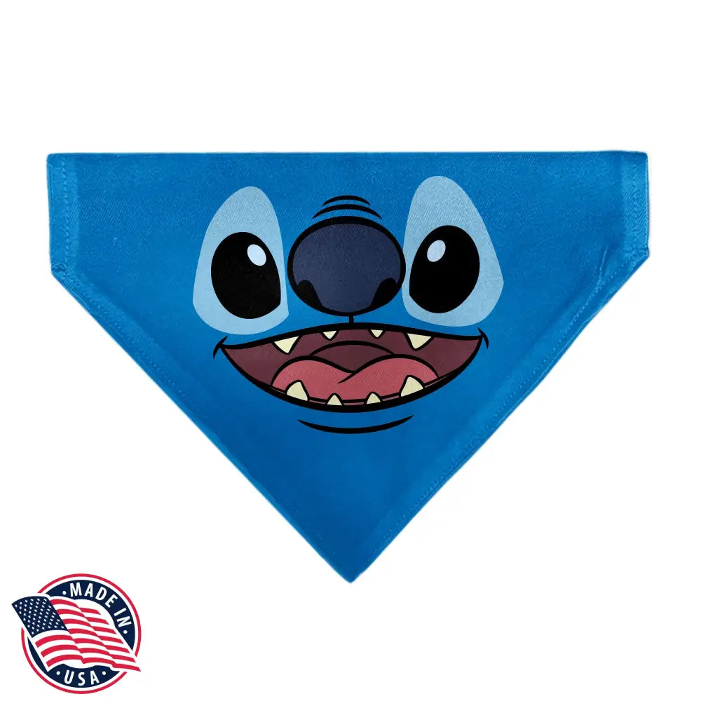Pet Bandana - Stitch Smiling Face Character Close-Up Blues - Pet Bandanas