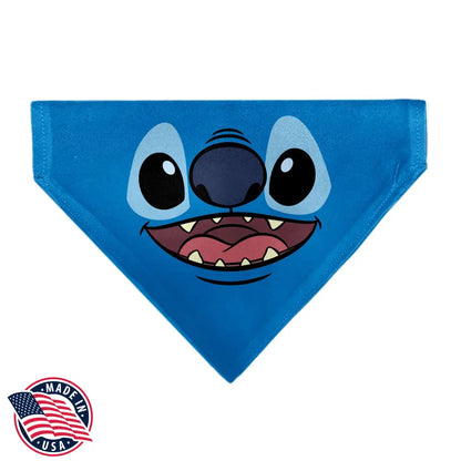 Pet Bandana - Stitch Smiling Face Character Close-Up Blues - Pet Bandanas