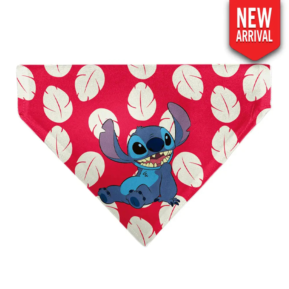 Pet Bandana - Lilo Dress Leaves & Stitch Sitting Pose Red/White Pet Bandanas