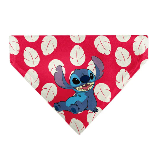 Pet Bandana - Lilo Dress Leaves & Stitch Sitting Pose Red/White Pet Bandanas