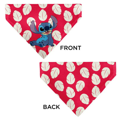 Pet Bandana - Lilo Dress Leaves & Stitch Sitting Pose Red/White Pet Bandanas