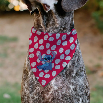 Pet Bandana - Lilo Dress Leaves & Stitch Sitting Pose Red/White Pet Bandanas