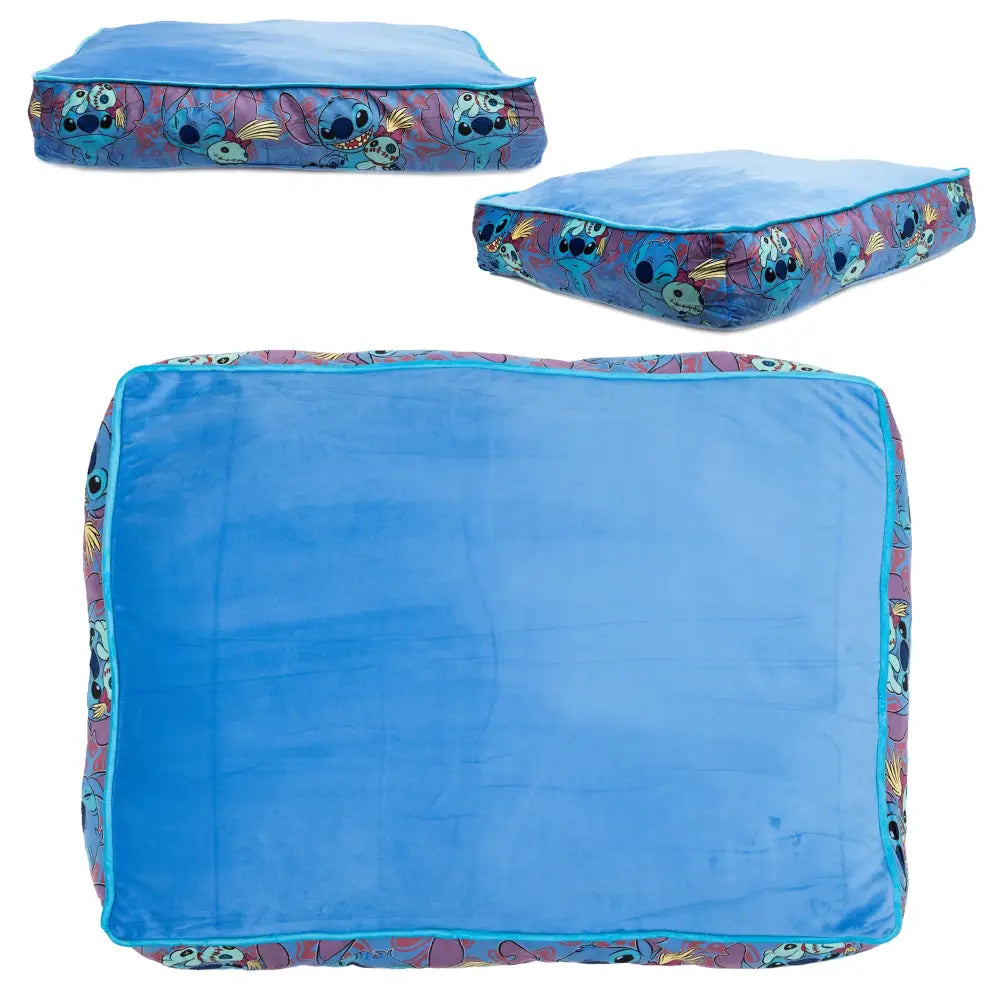 Rectangle Pet Bed - Stitch and Scrump Poses Blue Pet Beds