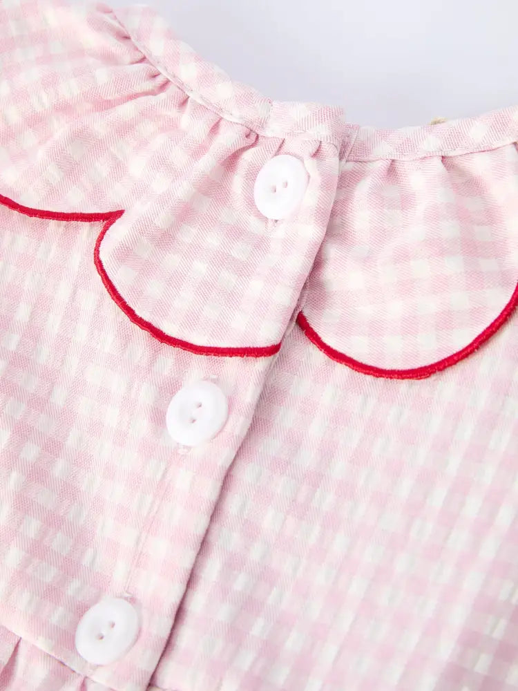Baby Girls’ Plaid Smocked Strawberry Applique Romper - Romper