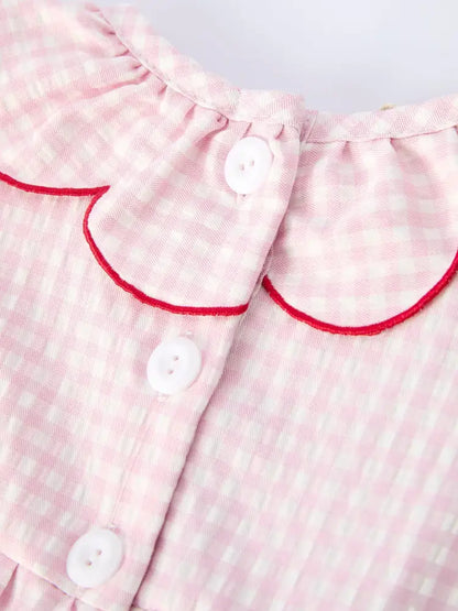 Baby Girls’ Plaid Smocked Strawberry Applique Romper - Romper