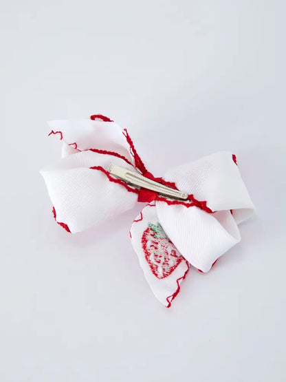 Strawberry Embroidered Girls Hairpin 4 Inches - Bows
