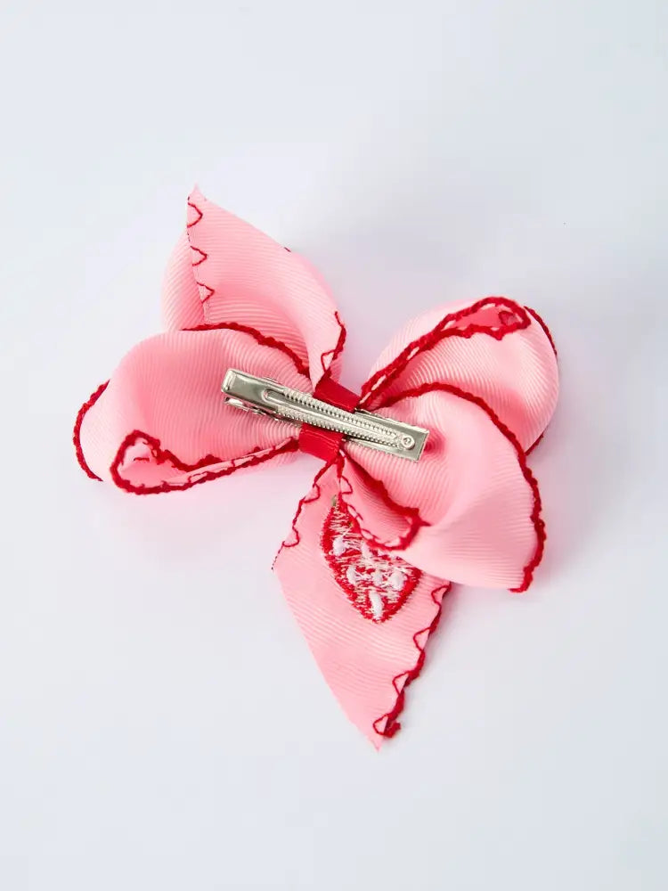 Strawberry Embroidered Girls Hairpin 4 Inches - Bows