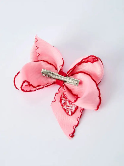 Strawberry Embroidered Girls Hairpin 4 Inches - Bows