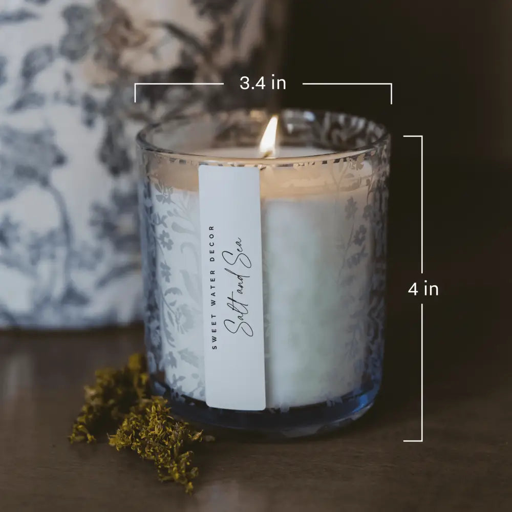 Stress Relief Soy Candle - Blue Tinted Glass Jar - 12 oz Candles