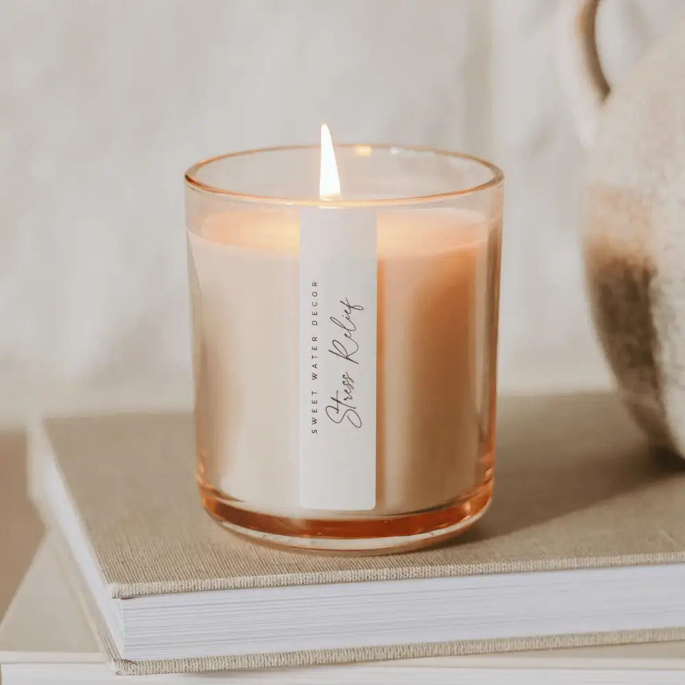 Stress Relief Soy Candle - Tinted Glass Jar - 12 oz Candles