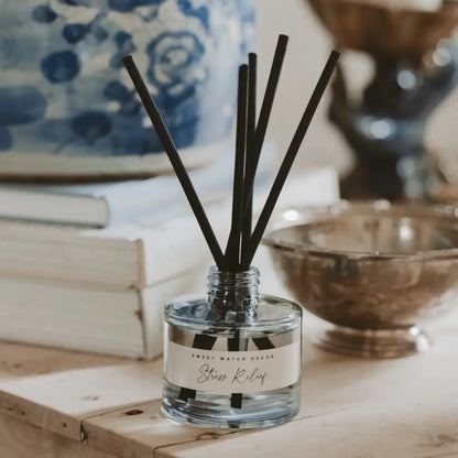 Stress Relief Blue Tinted Glass Jar Reed Diffuser Reed Diffusers