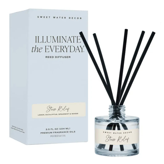Stress Relief Blue Tinted Glass Jar Reed Diffuser Reed Diffusers