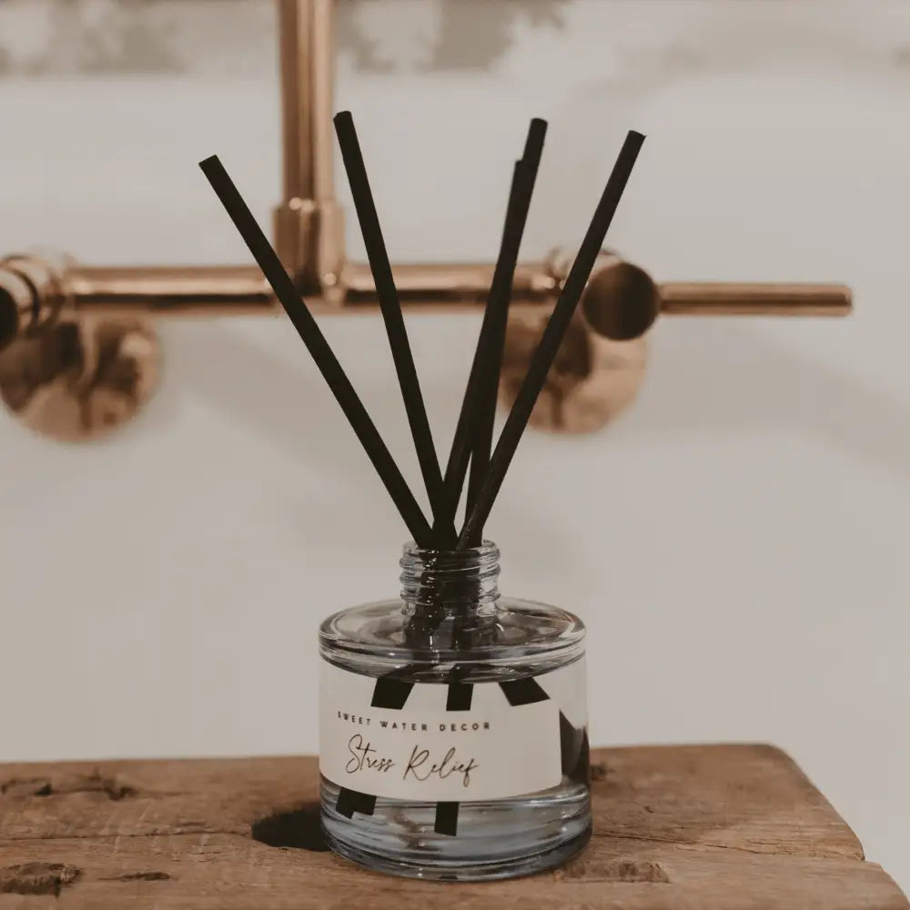 Stress Relief Blue Tinted Glass Jar Reed Diffuser Reed Diffusers