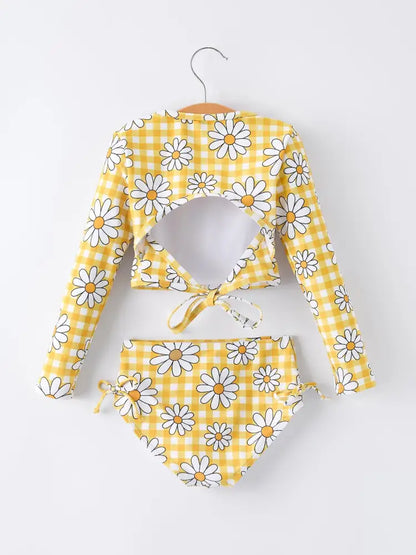 Summer Daisy Plaid Girls Two Piece Swim Set - Swimsuit