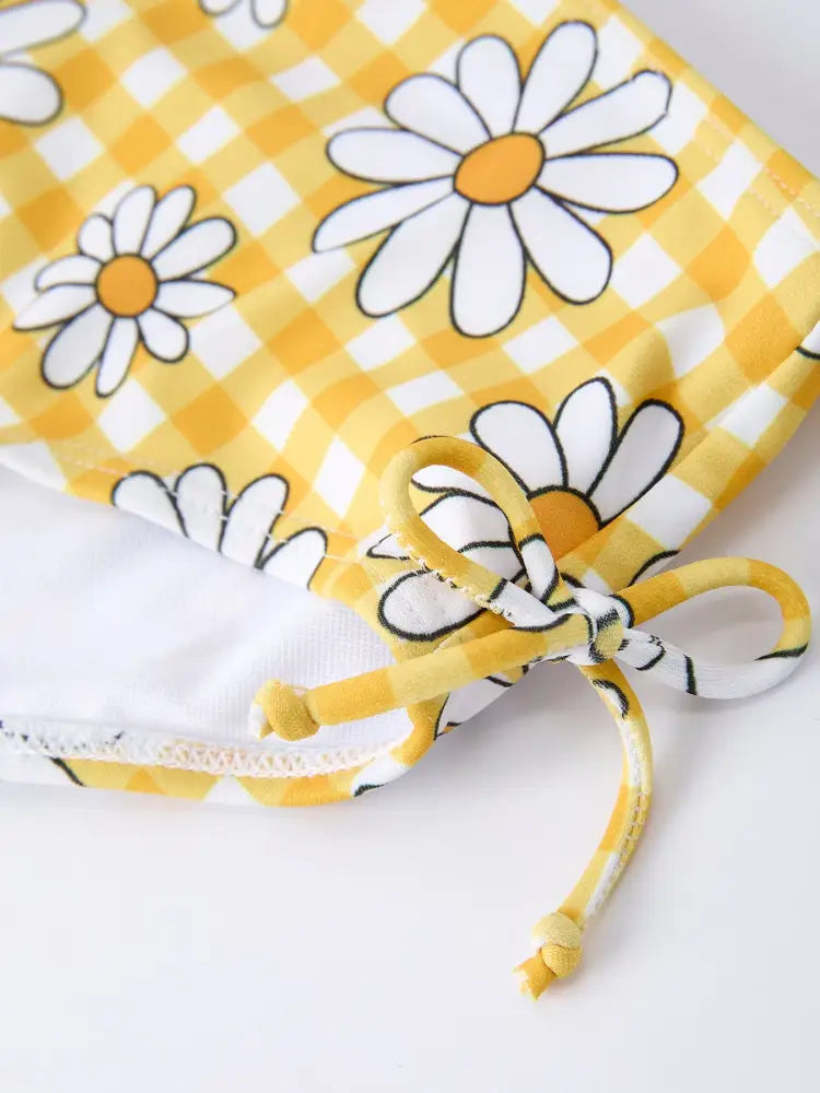 Summer Daisy Plaid Girls Two Piece Swim Set - Swimsuit