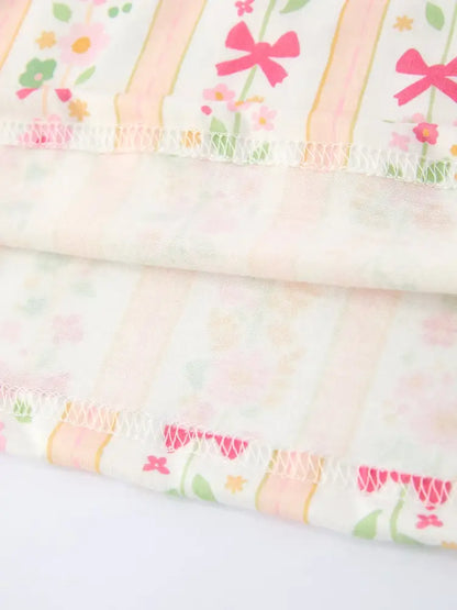 Summer Floral Bow Ruffle Girls Dress Dress