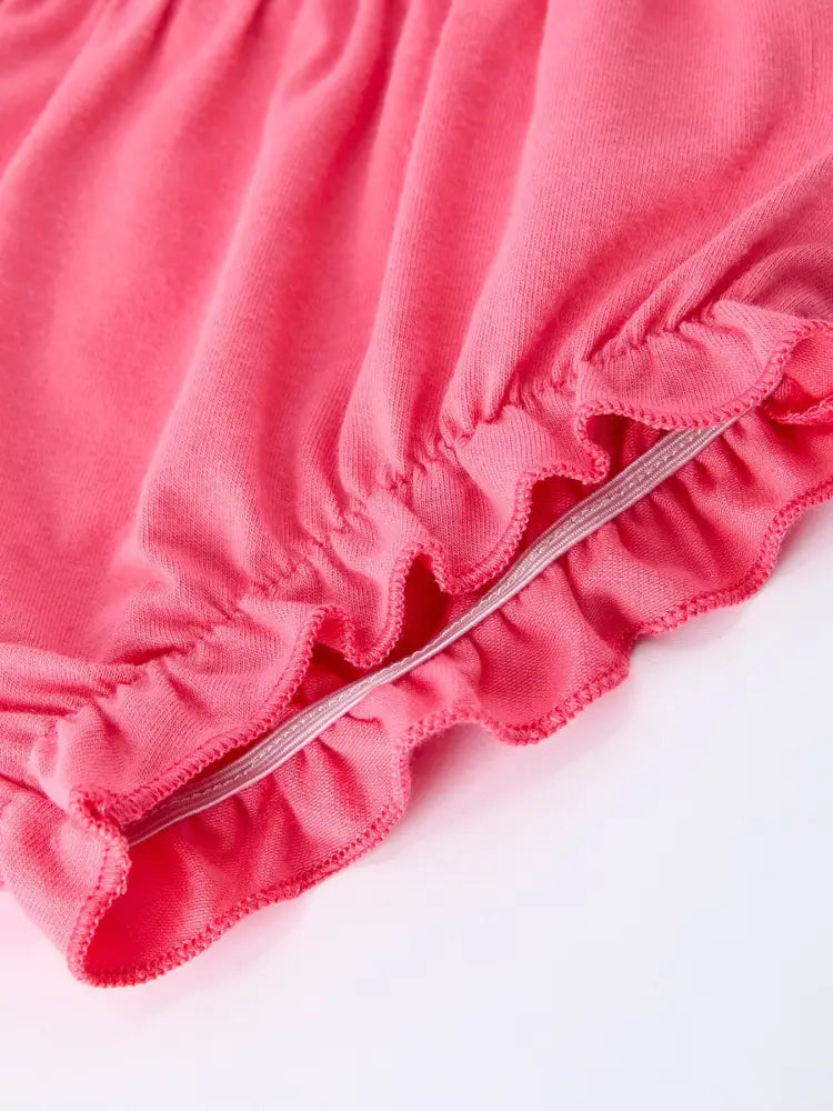 Spring Floral Bow Ruffle Girl Bloomer Set Outfit