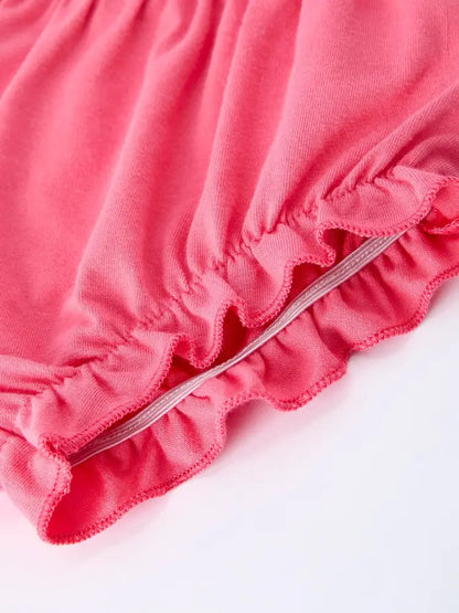 Spring Floral Bow Ruffle Girl Bloomer Set Outfit