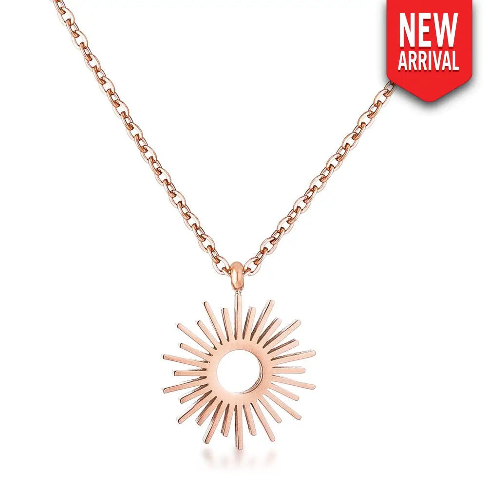 Rose Goldtone Sunburst Necklace - Pendants