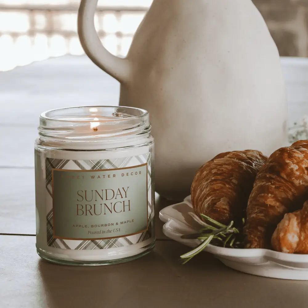 Sunday Brunch Soy Candle - Clear Patterned Jar - 9 oz - Candles