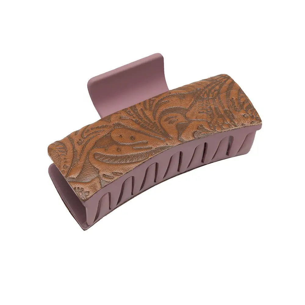 Sunset Sunflower Hair Comb Clip - Brown Embossed - jewelry