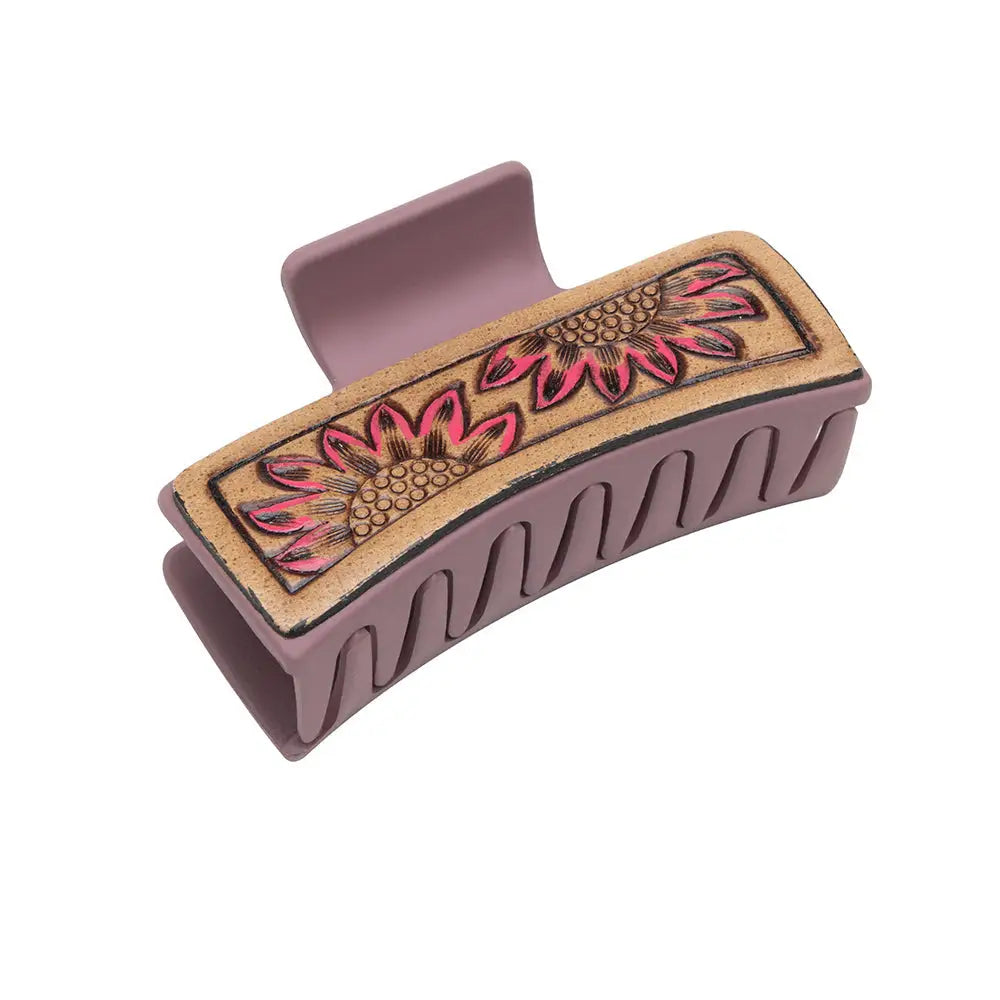 Sunset Sunflower Hair Comb Clip - Hand-Tooled - jewelry