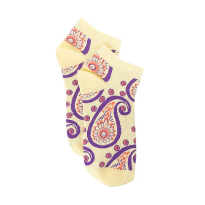 Sunshine Swirl Suzie Ankle Socks In Cream - Socks