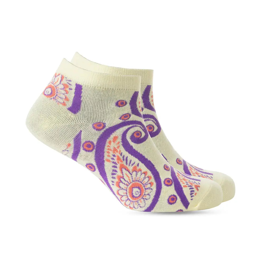 Sunshine Swirl Suzie Ankle Socks In Cream - Socks