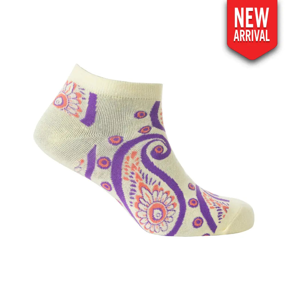 Sunshine Swirl Suzie Ankle Socks In Cream - Socks