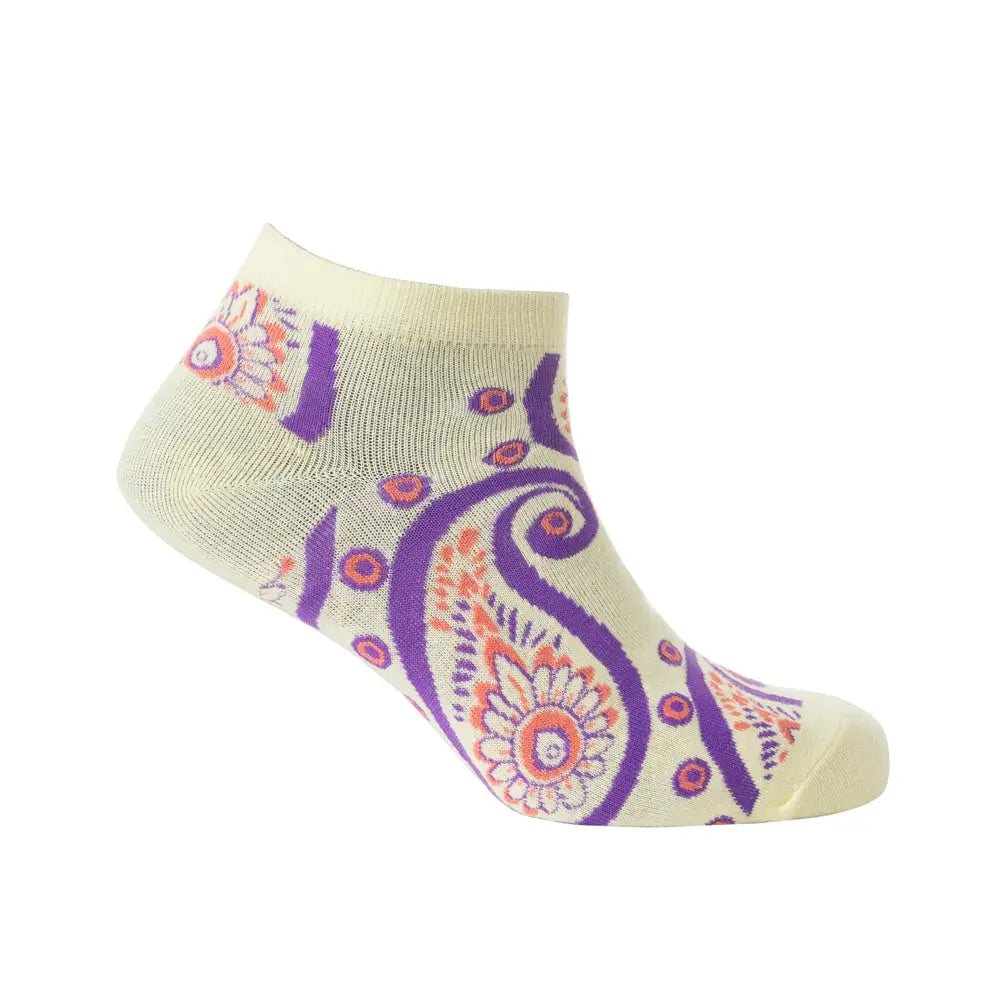Sunshine Swirl Suzie Ankle Socks In Cream - Socks