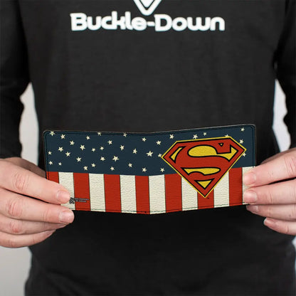 Bi-Fold Wallet - Superman Shield Americana Red White Blue Yellow Bi-Fold Wallets