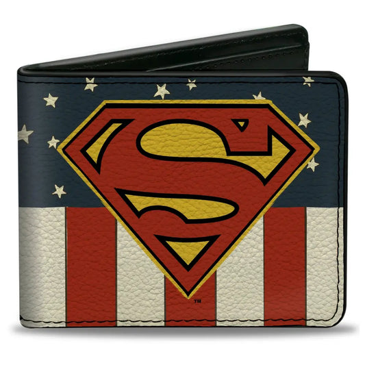 Bi-Fold Wallet - Superman Shield Americana Red White Blue Yellow Bi-Fold Wallets