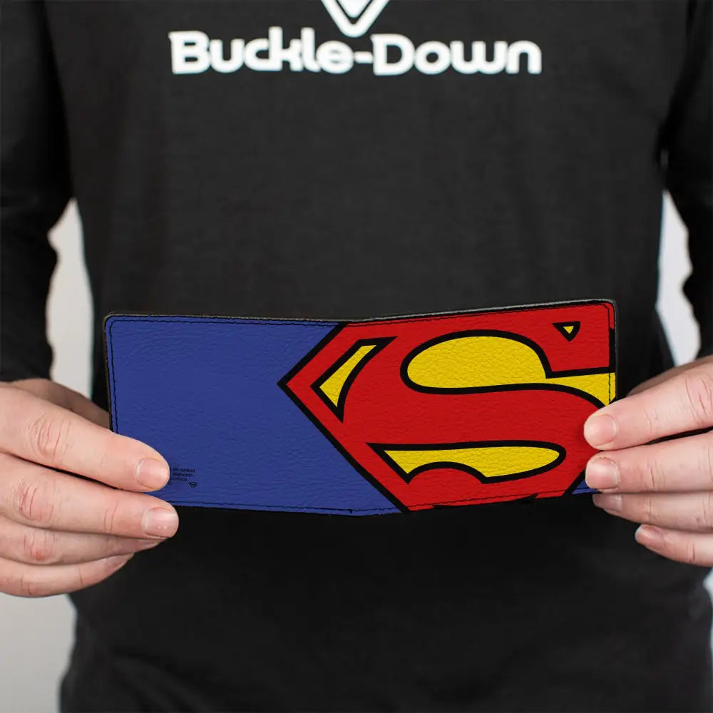 Bi-Fold Wallet - Superman CLOSE-UP Shield Blue Bi-Fold Wallets