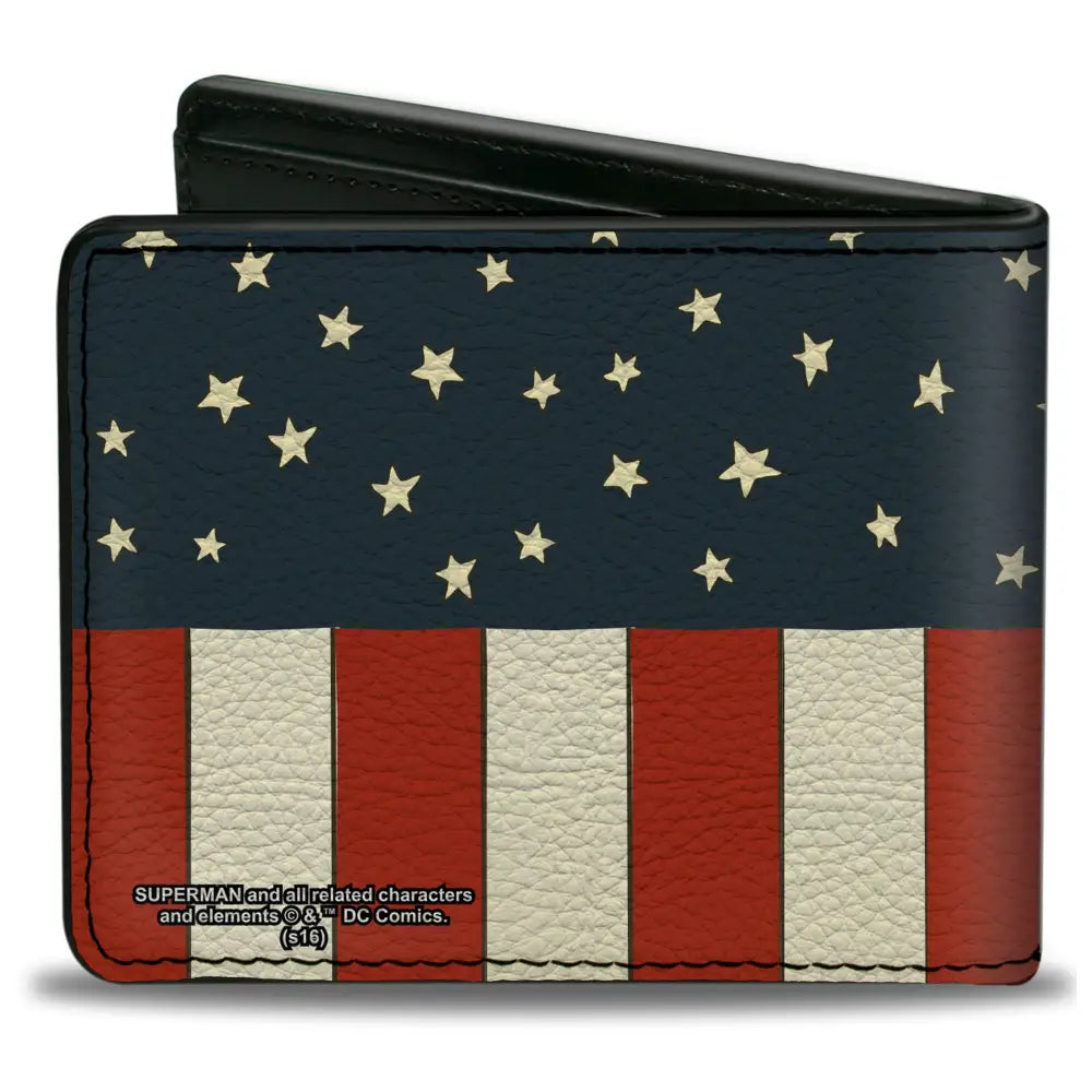 Bi-Fold Wallet - Superman Shield Americana Red White Blue Yellow Bi-Fold Wallets