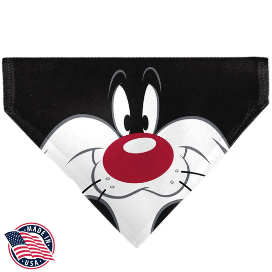 Pet Bandana - LOONEY TUNES Sylvester the Cat Face Close-Up Black - Pet Bandanas
