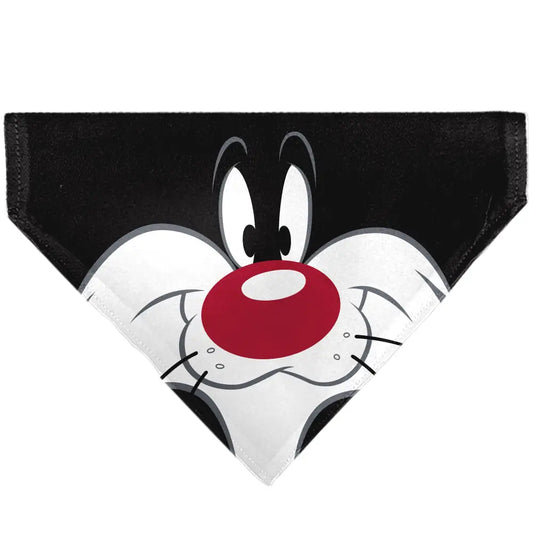 Pet Bandana - LOONEY TUNES Sylvester the Cat Face Close-Up Black - Pet Bandanas