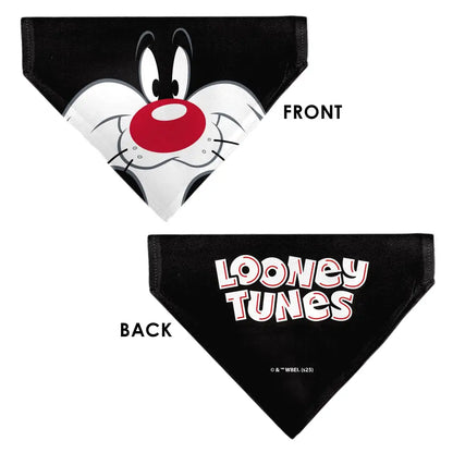 Pet Bandana - LOONEY TUNES Sylvester the Cat Face Close-Up Black - Pet Bandanas