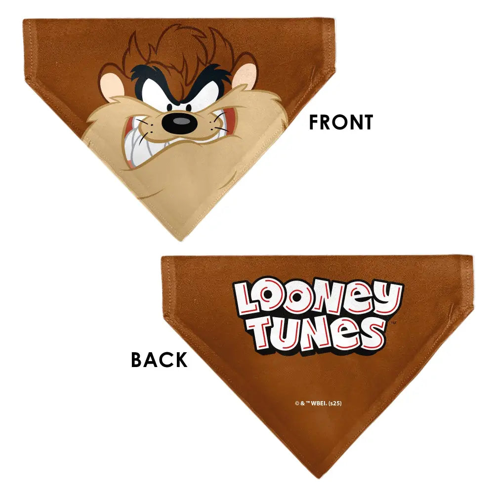 Pet Bandana - LOONEY TUNES Taz Tasmanian Devil Face Close-Up Brown - Pet Bandanas