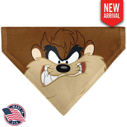 Pet Bandana - LOONEY TUNES Taz Tasmanian Devil Face Close-Up Brown - Pet Bandanas