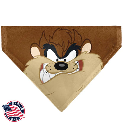 Pet Bandana - LOONEY TUNES Taz Tasmanian Devil Face Close-Up Brown - Pet Bandanas