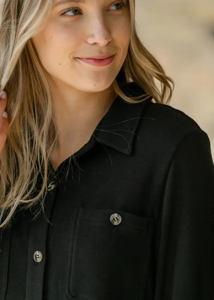 Teagan Black Ultra Soft Shirt Dress - FINAL SALE IC Dresses