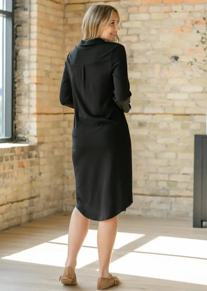 Teagan Black Ultra Soft Shirt Dress - FINAL SALE IC Dresses